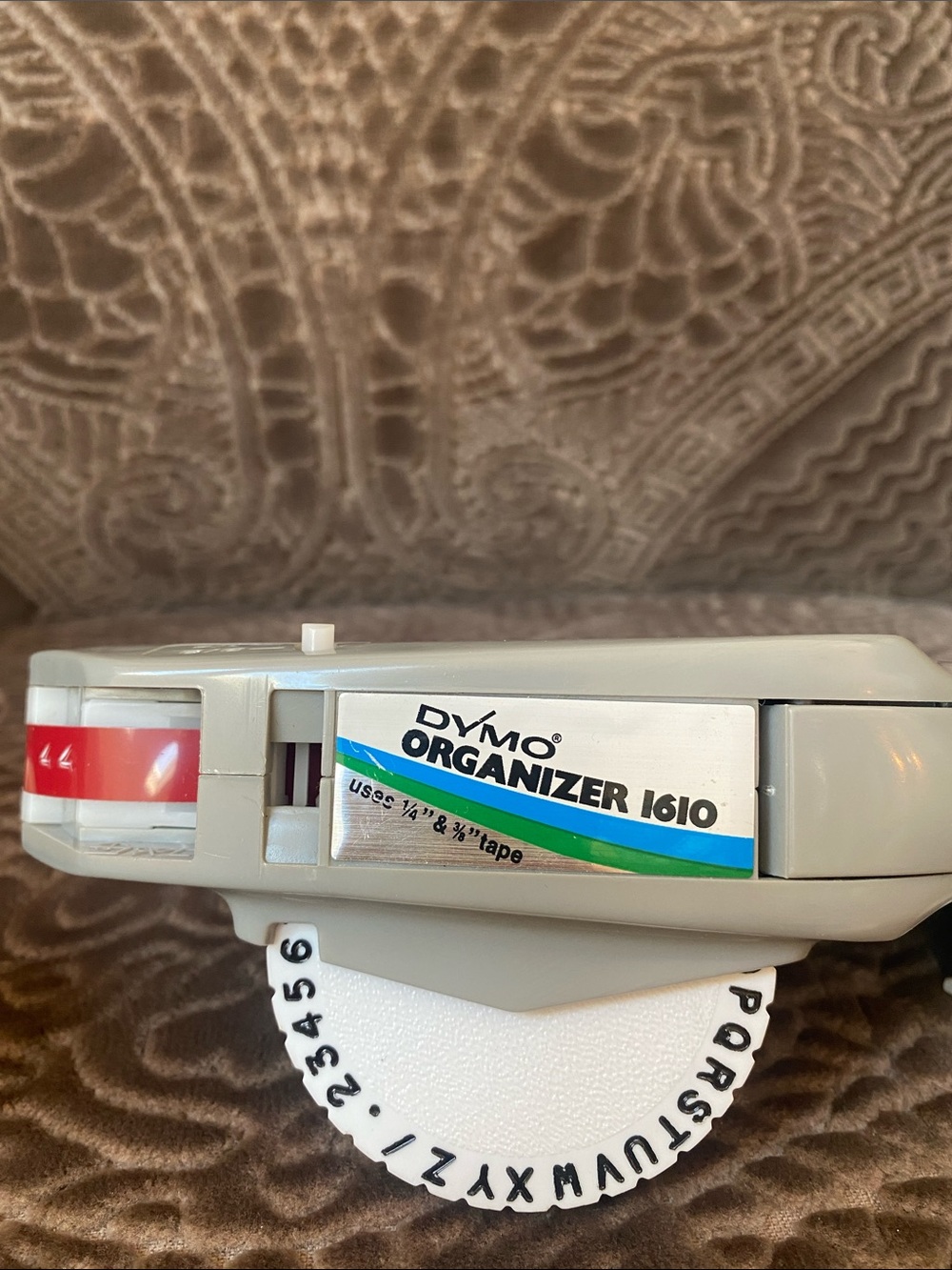 Retro Dymo Organizer 1610 and Rotex Handheld Label Makers in light gray red